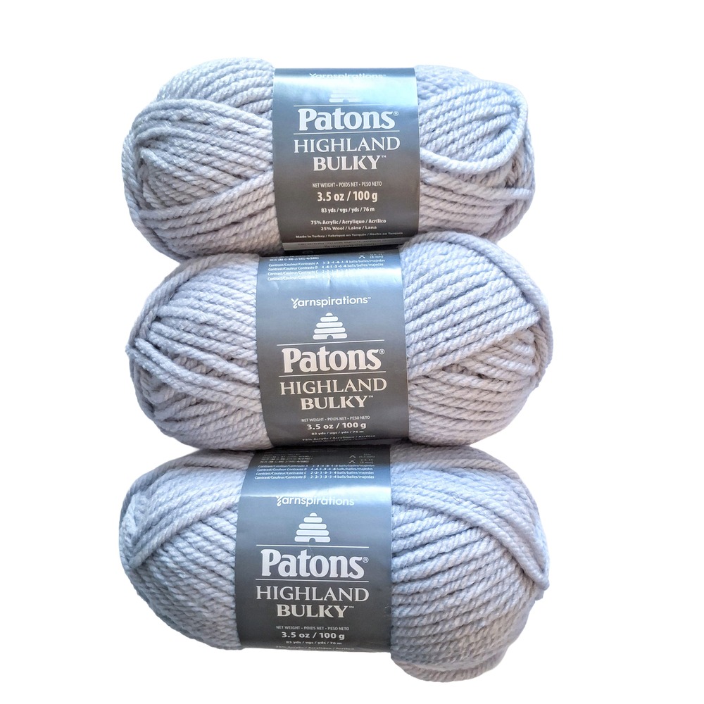 Patons Highland Bulky Yarn - Primrose - 3 Skeins (Super Bulky, 100g Each)